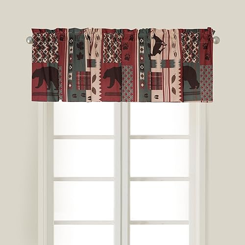 C&F Home Killian Ridge - Cenefa de cortina para ventana, color verde, cabaña, camping, montañas, dormitorio, habitación de huéspedes de primera