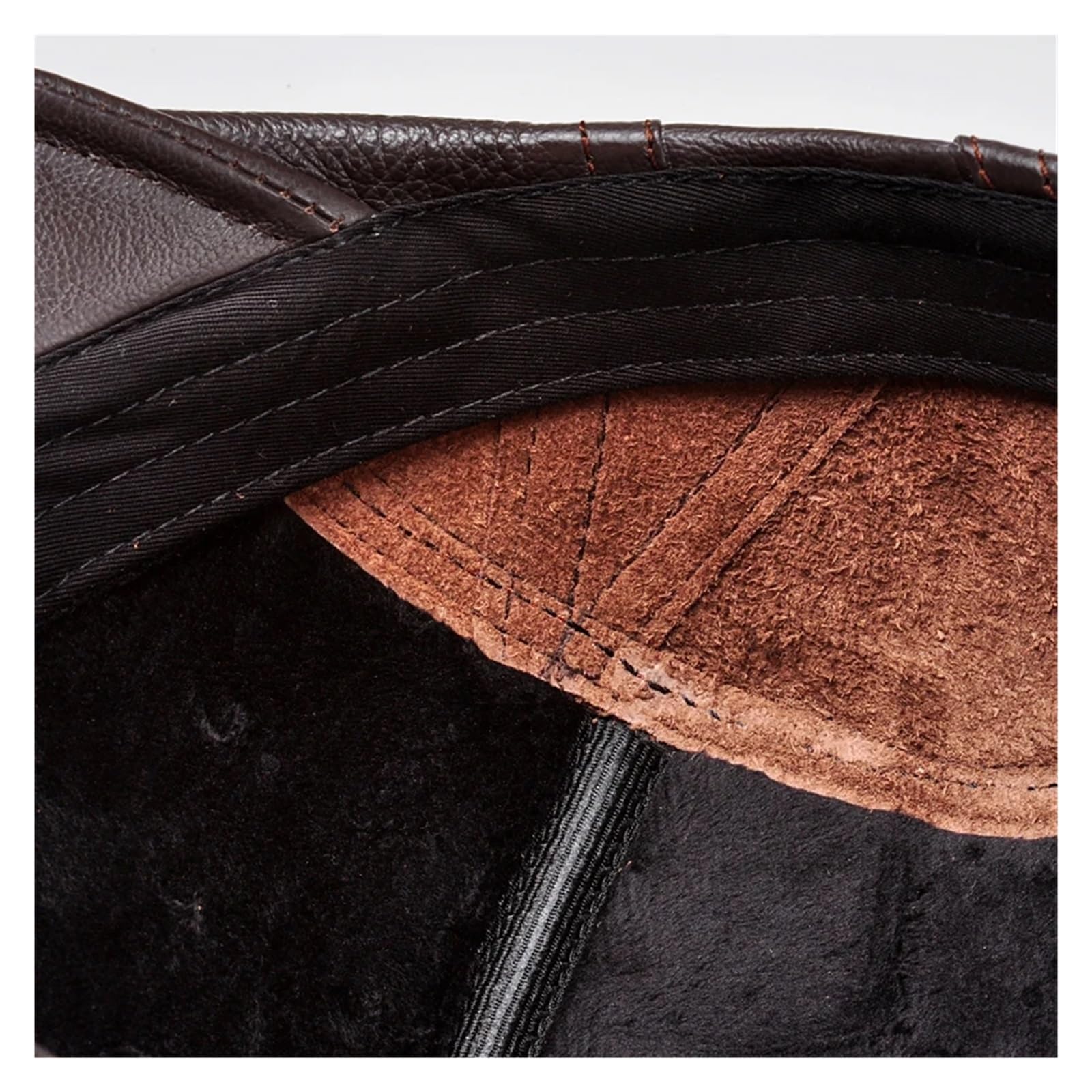 Winter Man Head Warm Darke Berets Hat Male Genuine Leather 56-60 cm Fitted Stitches Caps For