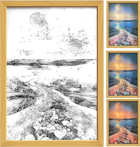 VXXCK Decoración de pintura de iluminación, marco de fotos LED con 3 temperaturas de color, pintura de luz nocturna para dormitorio, sala de estar,