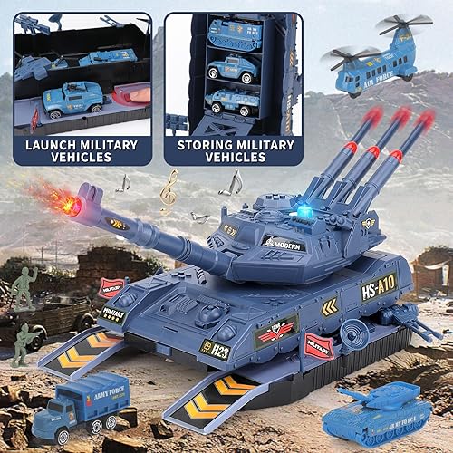 Miniatura 7 de Youlechen Juego de juguetes de tanque para niños de 3 a 5, 6 piezas de juguetes del ejército fundido a presión y 8 figuras de soldado, juguetes