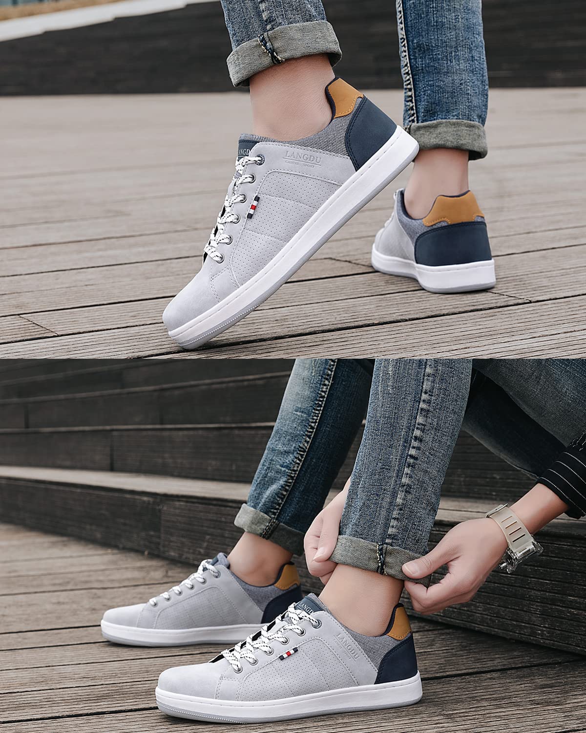 LANGDU Sneakers Uomo Scarpe da Ginnastica Casual Sportive Running Basse Scarpe all'Aperto 41-46