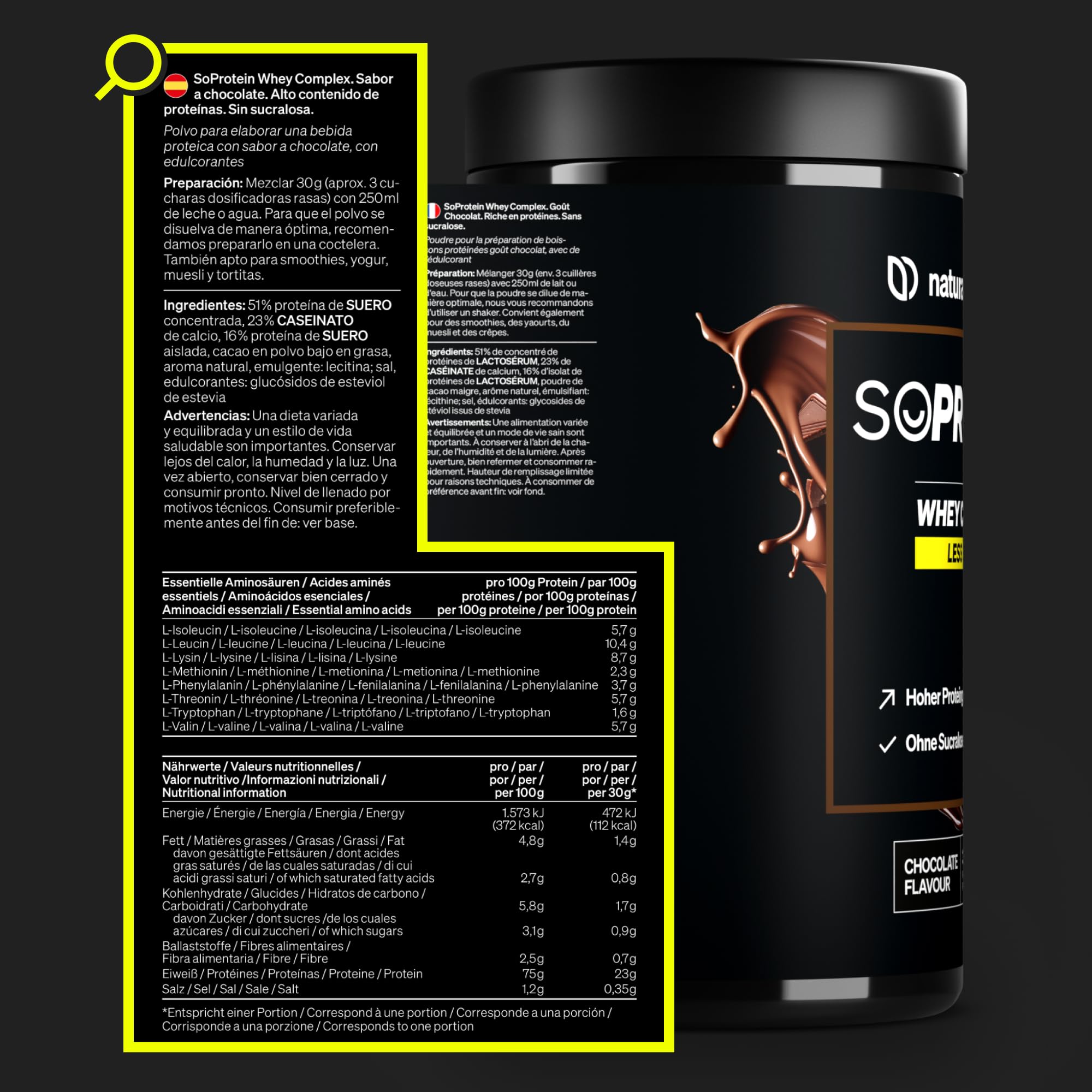 Whey Protein 1kg - Sabor Chocolate - 23 gr proteína por porción + 8 BCAA - Apoyo para el aumento y desarrollo muscular* - Proteína Whey sin Aromas ni edulcorante - Probado en laboratorio