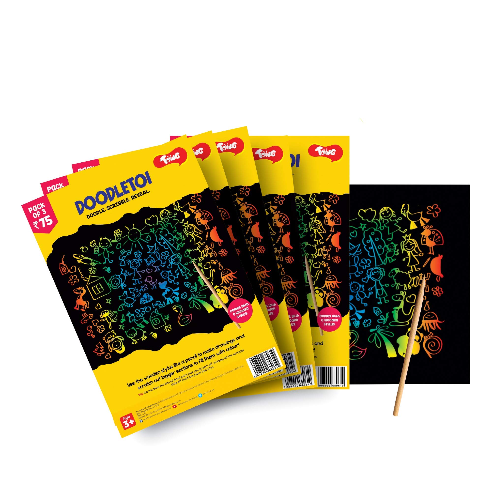 Toiing Doodletoi Return Gifts Combo - 30 Magical Rainbow Scratch Art Sheet Packs | Fun Art & Craft Kit | Great Return Gift for Kids Age 4 Years & Above (B07VVBZLDL) Amazon Price History, Amazon Price Tracker