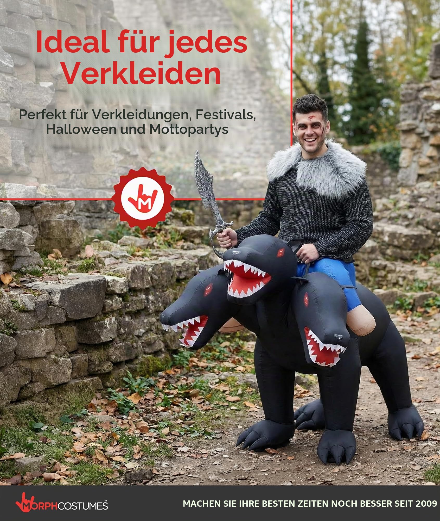 Morph Aufblasbares Hunde Kostüm Erwachsene, Gruseliges Halloween Kostüm