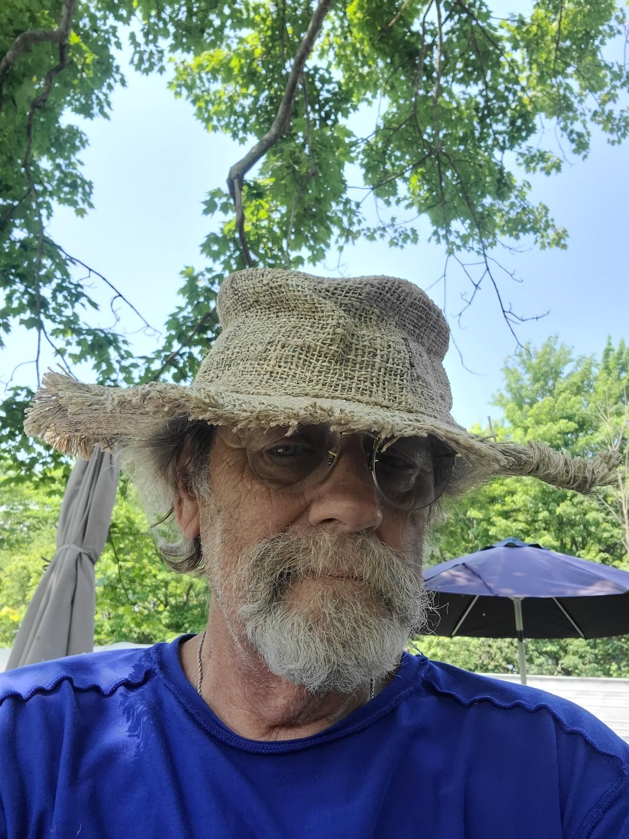 Sun Hat Hemp Wired Wide Brim Farmers Hat With Frayed Edges, Raw