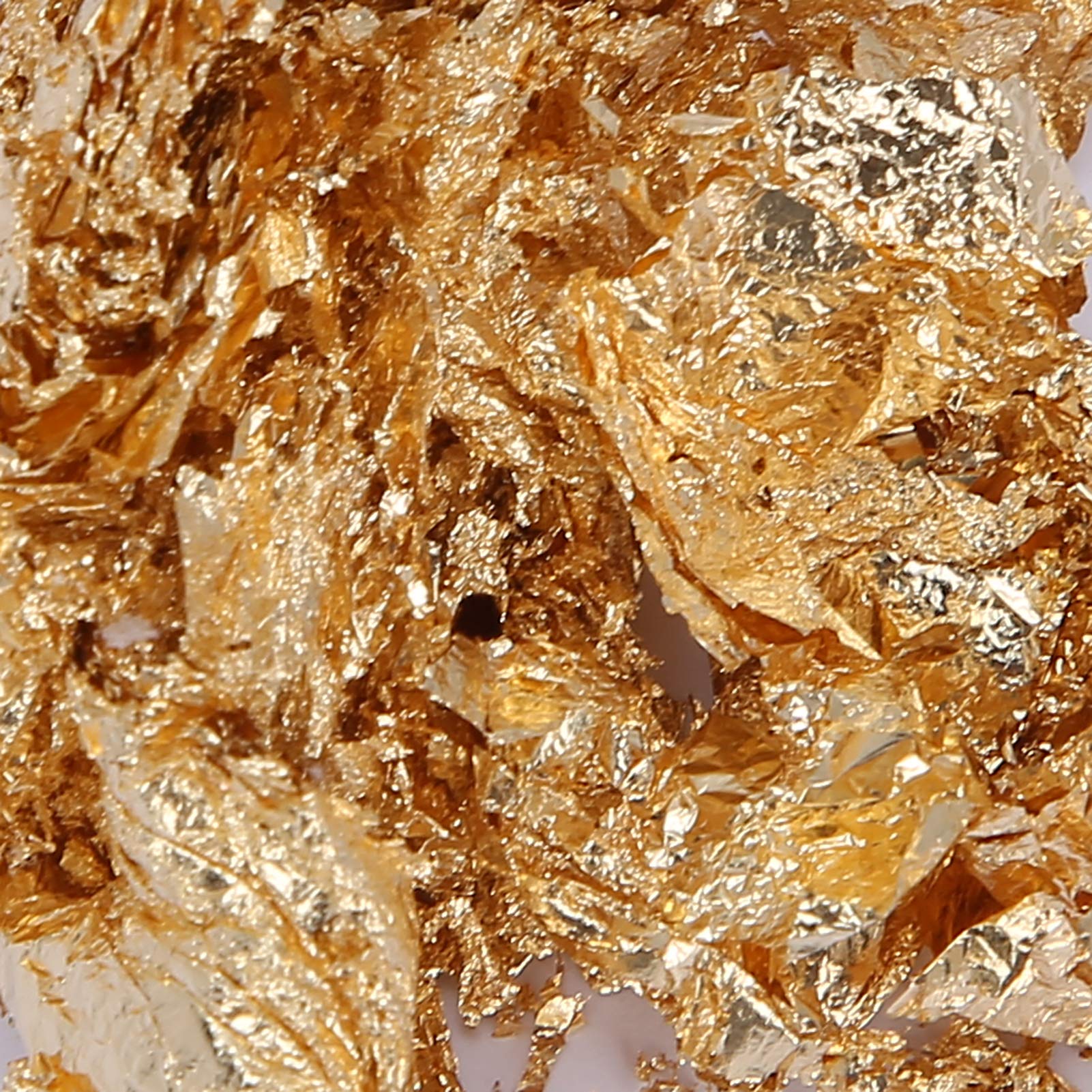 Buachois Foglia Oro Decorazione,10g Set di Scaglie di Resina per Doratura, Scaglie di Lamina Oro con Pinzette per Dipingere Arte della Resina Statua Dorata Nail