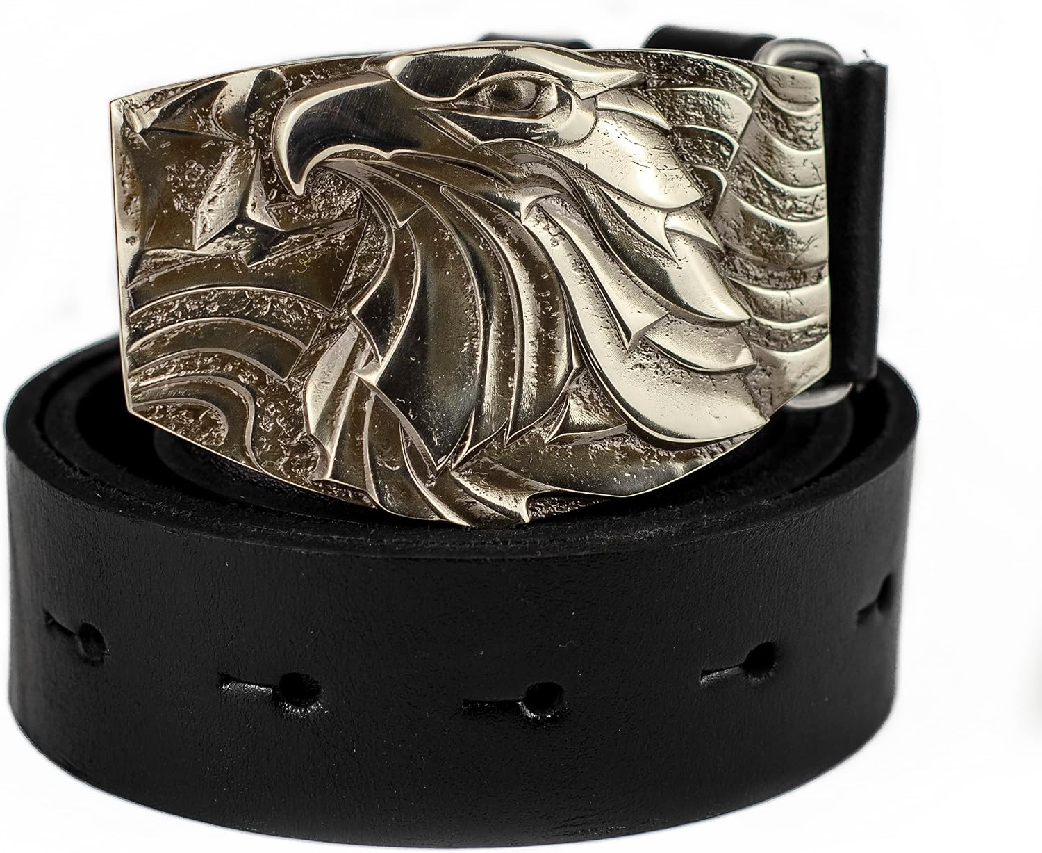 American Bald Eagle Belt Buckle – Solid German Silver Bird of Prey Design, Western Cowboy Belt Accessory
