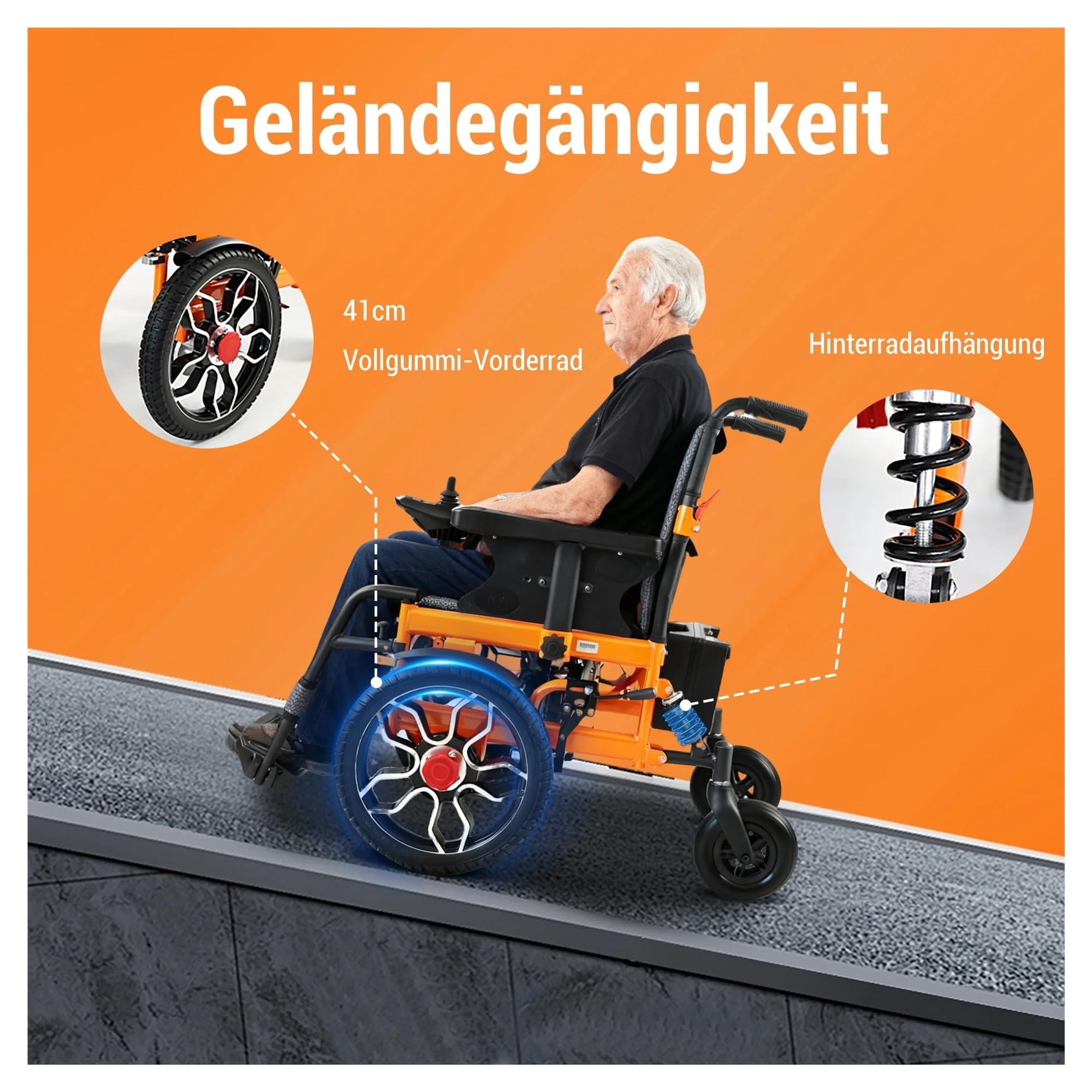 Wysokowydajny Elektryczny Wózek Inwalidzki Ze Składanym Udźwigiem Do 150 Kg, Silnikiem 500 W, Zasięgiem 20 Km, Oponami Terenowymi 40 Cm Wygodna Płynna Mobilność