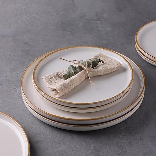 Miniatura 3 de GBHOME Juego de vajilla de cerámica para 4, juego de 12 platos y cuencos de cerámica, platos resistentes a astillamientos y arañazos, aptos para