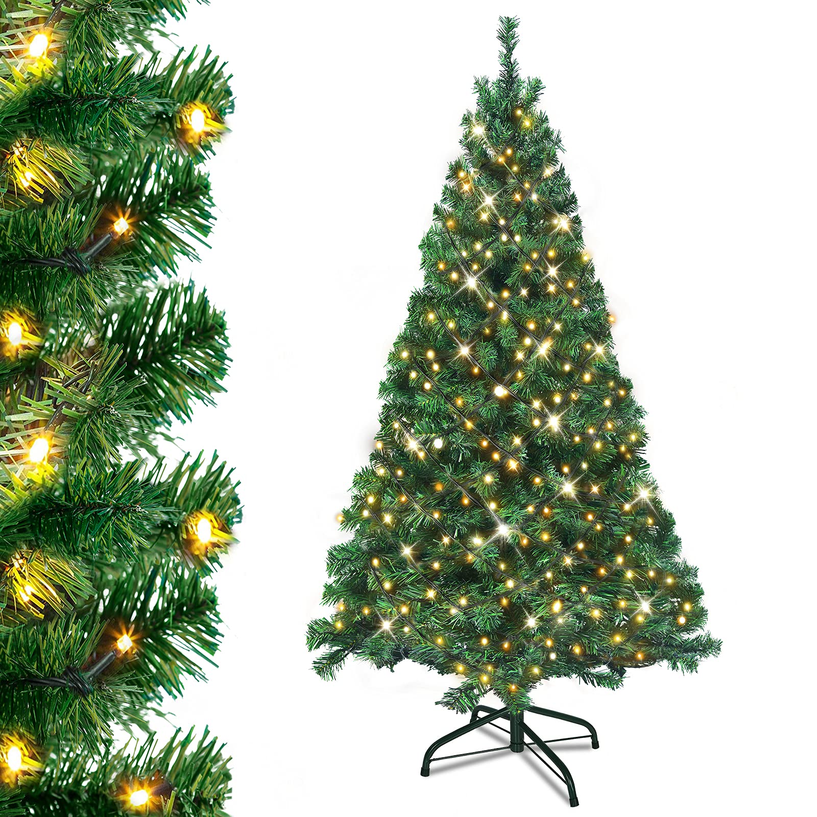 NAIZY 180 cm Kerstboom met Verlichting Kunstmatige Kerstboom NAIZY 180 cm Kerstboom met Verlichting Kunstmatige Kerstboom