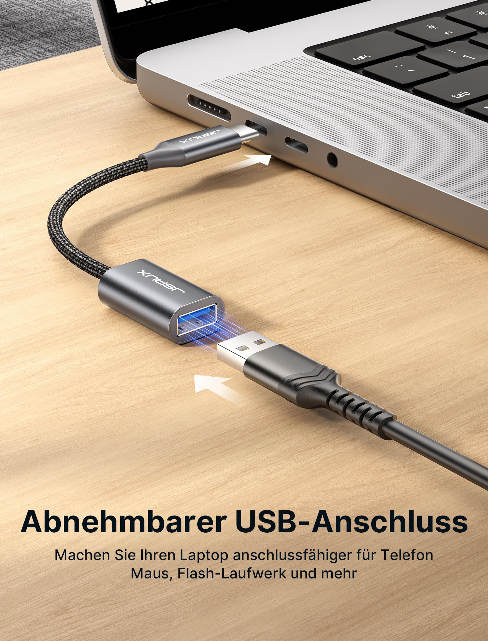 JSAUX Adattatore da USB C a USB 3.0 Cavo OTG USB di Tipo C Maschio a USB Femmina Compatibile con iPhone 16 Pro Max, iPad Pro, MacBook Pro, Galaxy S24 Ultra, Huawei