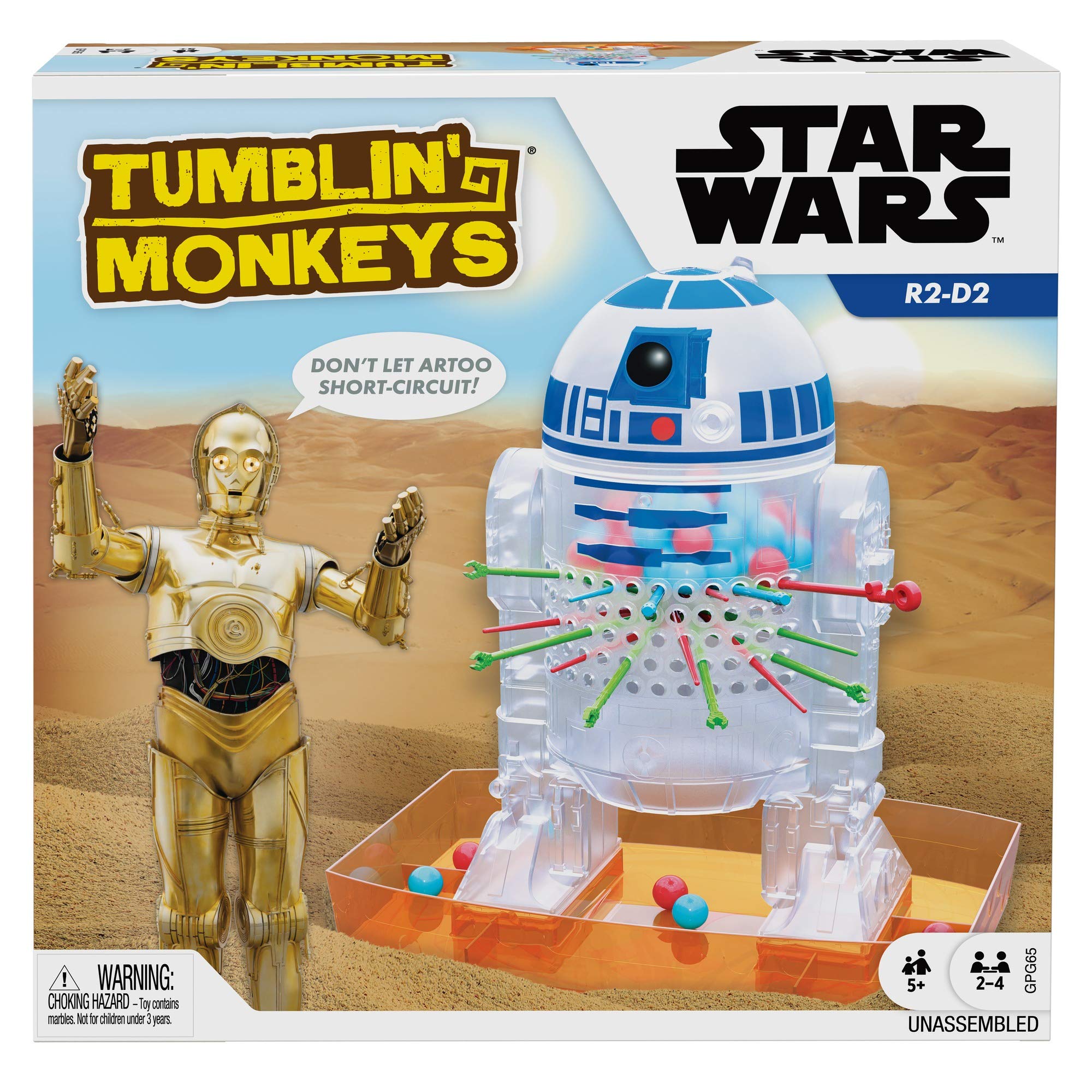 Mattel Games SOS Ouistiti Star Wars Version R2-D2 avec Billes, Jeu de société et d'adresse pour Enfants, GPG65