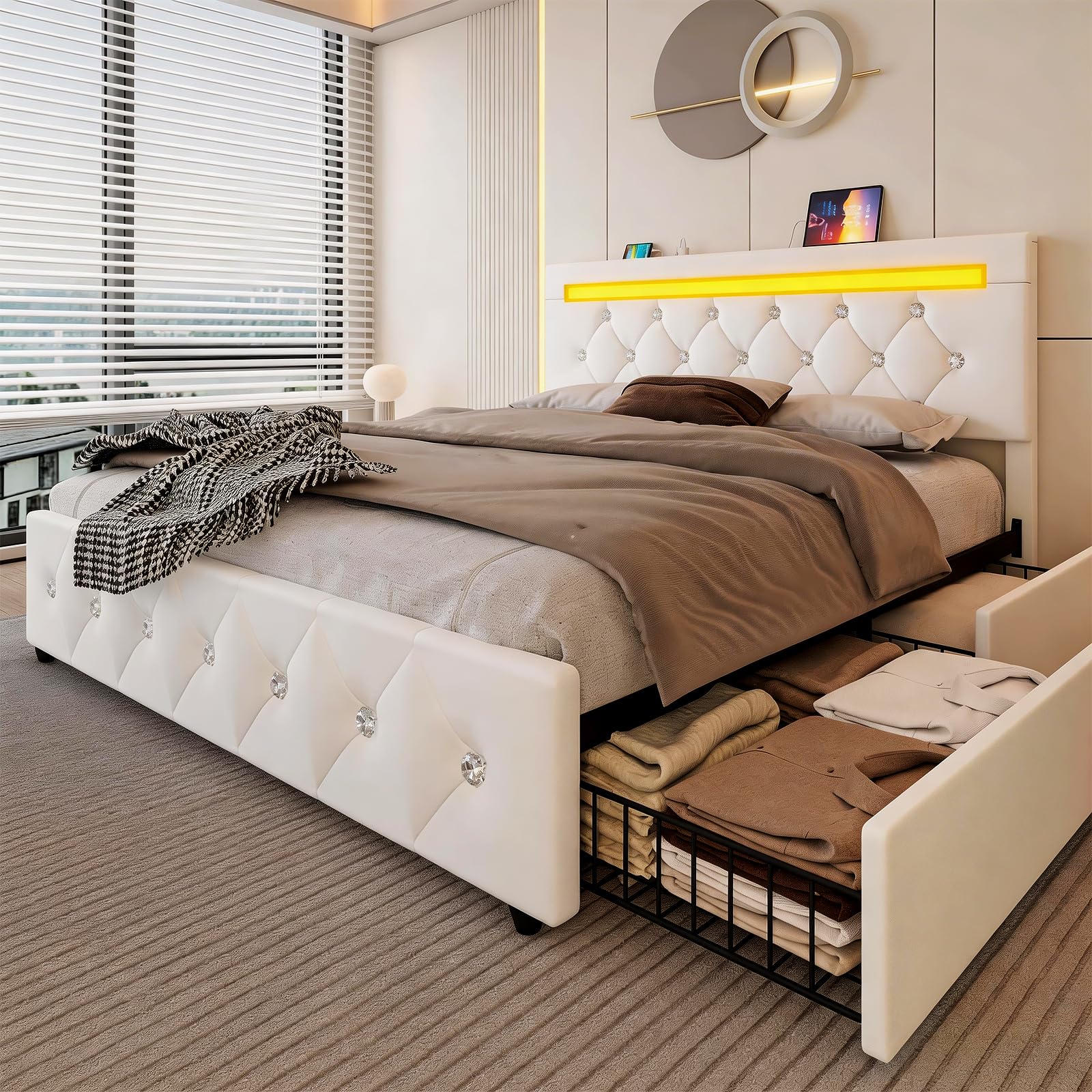 Holiway Queen Size Bed Frame with Storage