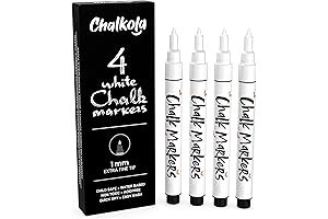 Extra Fine Tip White Chalk Markers (4-Pack, 1mm Point)