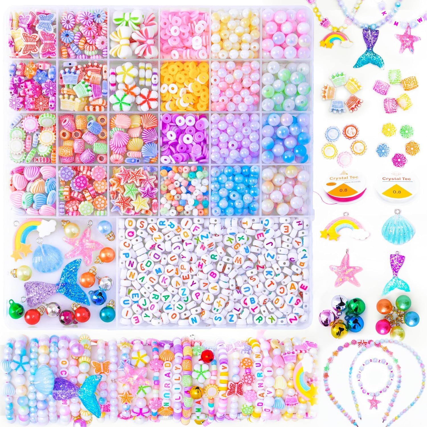 Ansilhus Bracelet Making kit Suitable Girls Creative Gifts, Arts and Crafts for Kids Toys fit Age 5 6 7 8 Girls Jewellery Making, Bracelet and Necklace Maker with Charms fit Birthday, Easter Presents