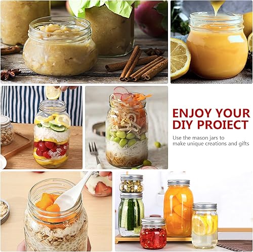 Miniatura 6 de Tarro de vidrio de 12 onzas, paquete de 20 tarros de conservas de 12.2 fl oz con tapas de boca regular, tarros de vidrio para almacenamiento de