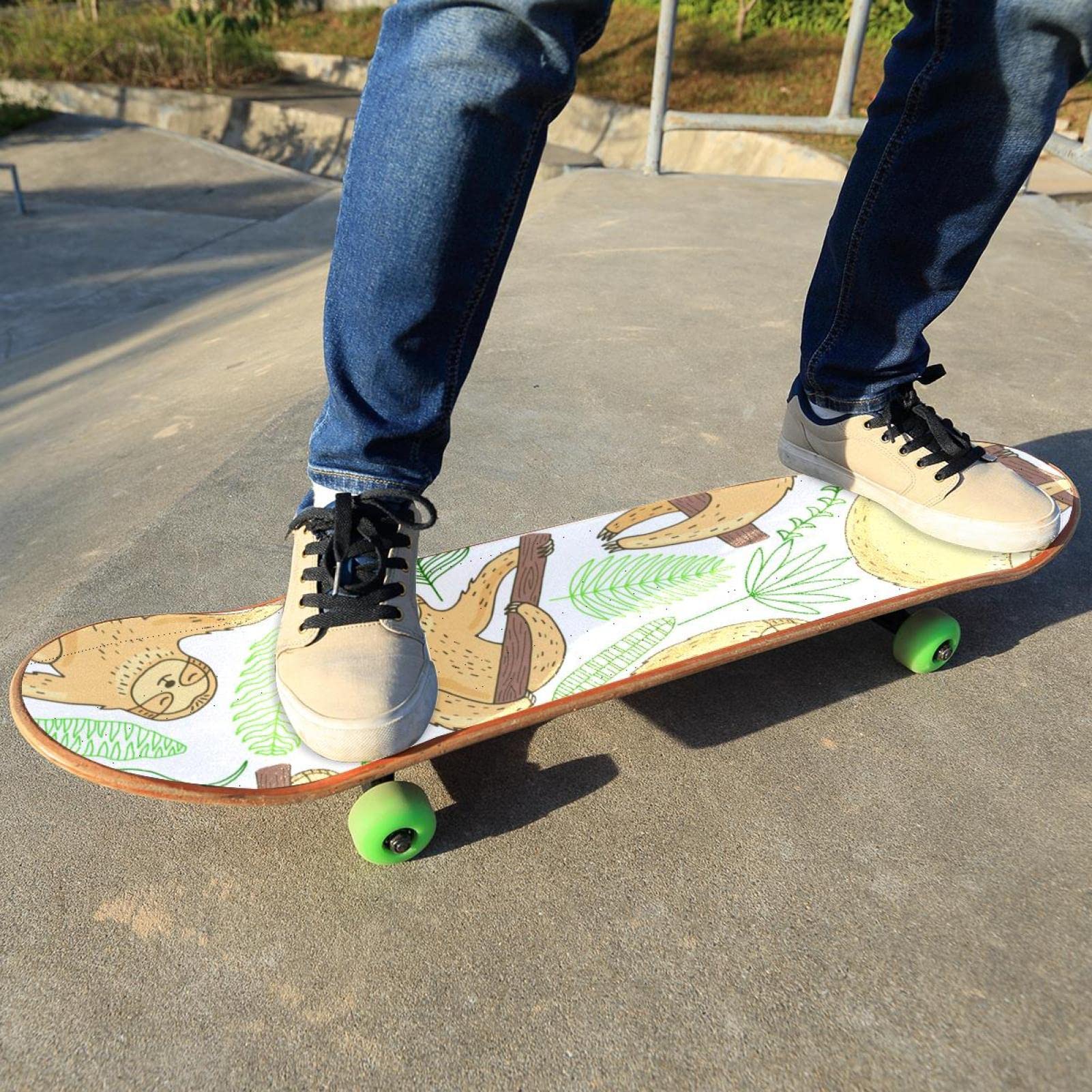 Lot de 2 feuilles de papier abrasif pour planche de skateboard et longboard Motif paresseux