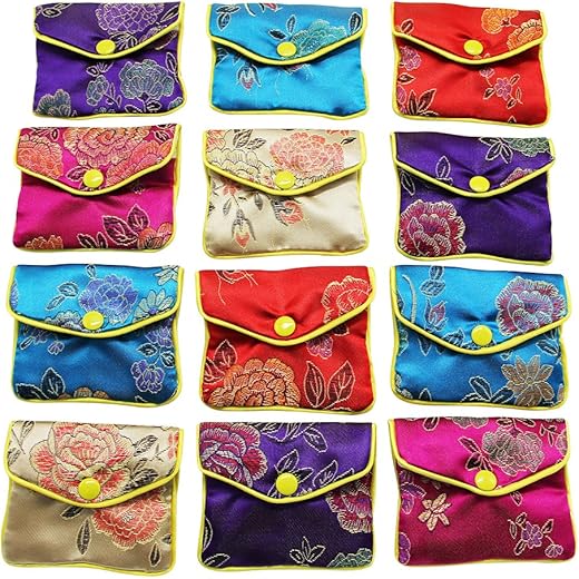 MorTime Silk Purse Pouch Gift Bags Pack of 12 15in