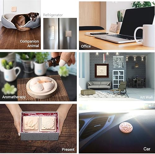 Miniatura 9 de CRECEN Air Healing K-Flowers - Juego de 4 azulejos cuadrados de cerámica, 1 juego, hermosos azulejos de cerámica natural purificadores de aire,