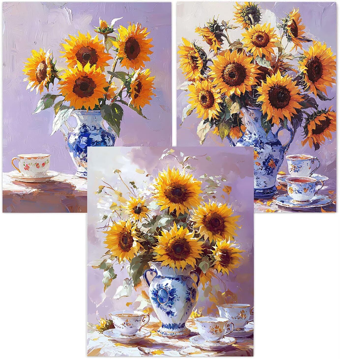 Generico Cnyaunfi 3 Pezzi Girasole Pittura Diamante Fai-Da-Te, 5D Giallo Diamond Painting Kit Completo per Hobby Creativi Adulti, Per La Decorazione Della Parete Di Casa 60x80cm YF-2998