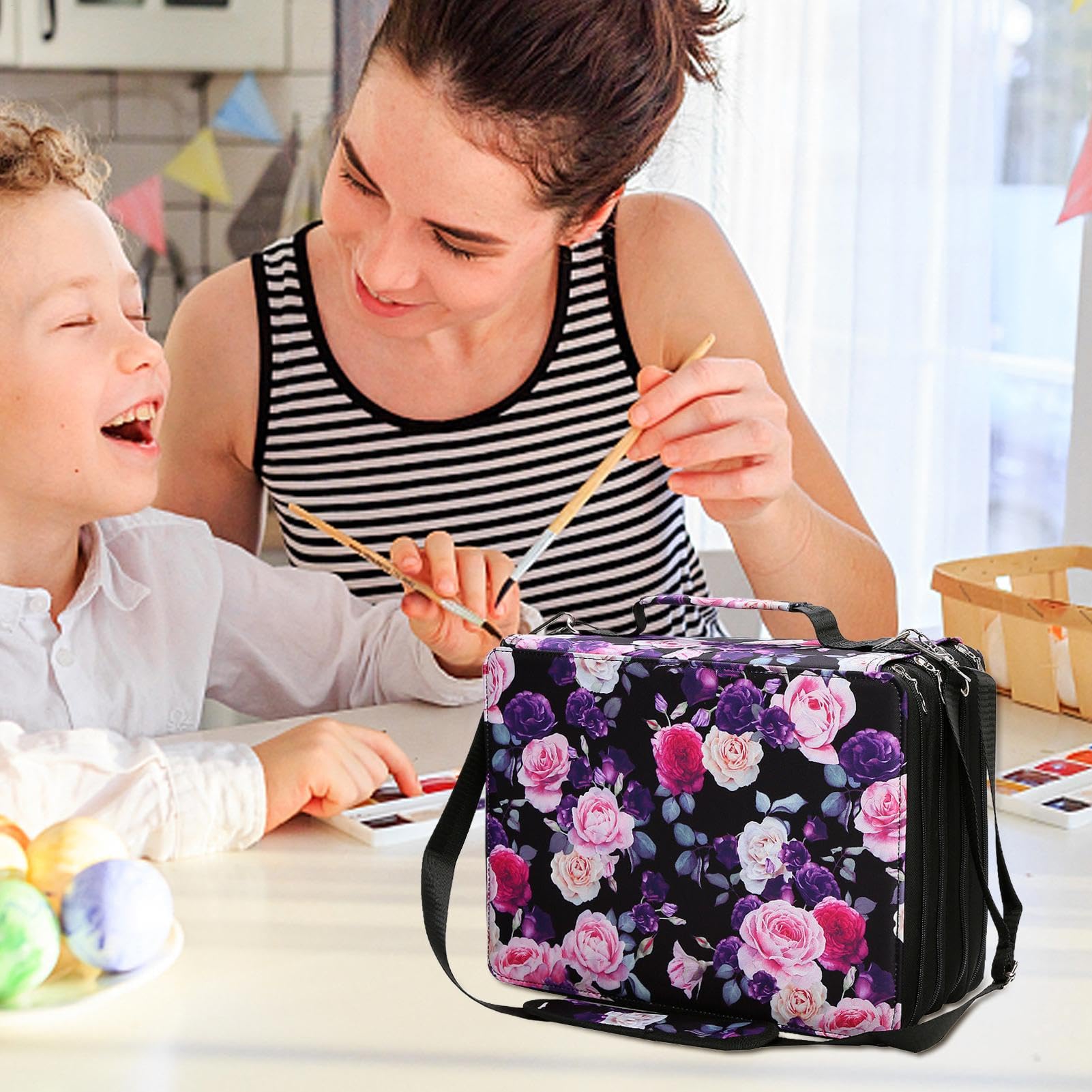 Custodia Organizer Per Pennarelli Grande Capacità Portatile | Organizer Per Pennarelli Scatola Arte E Hobby, Contenitore Cancelleria, Portapennelli Trucco, Astuccio Penne Gel, Materiale