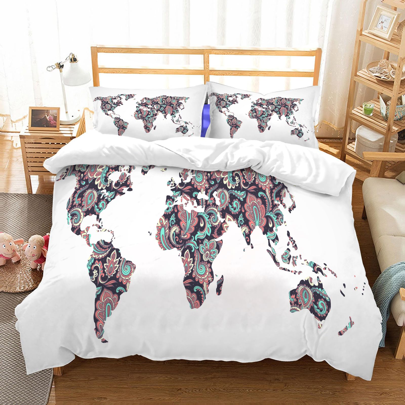 Ensemble de literie microfibres 228x264 cm avec 2 taies motif cachemire