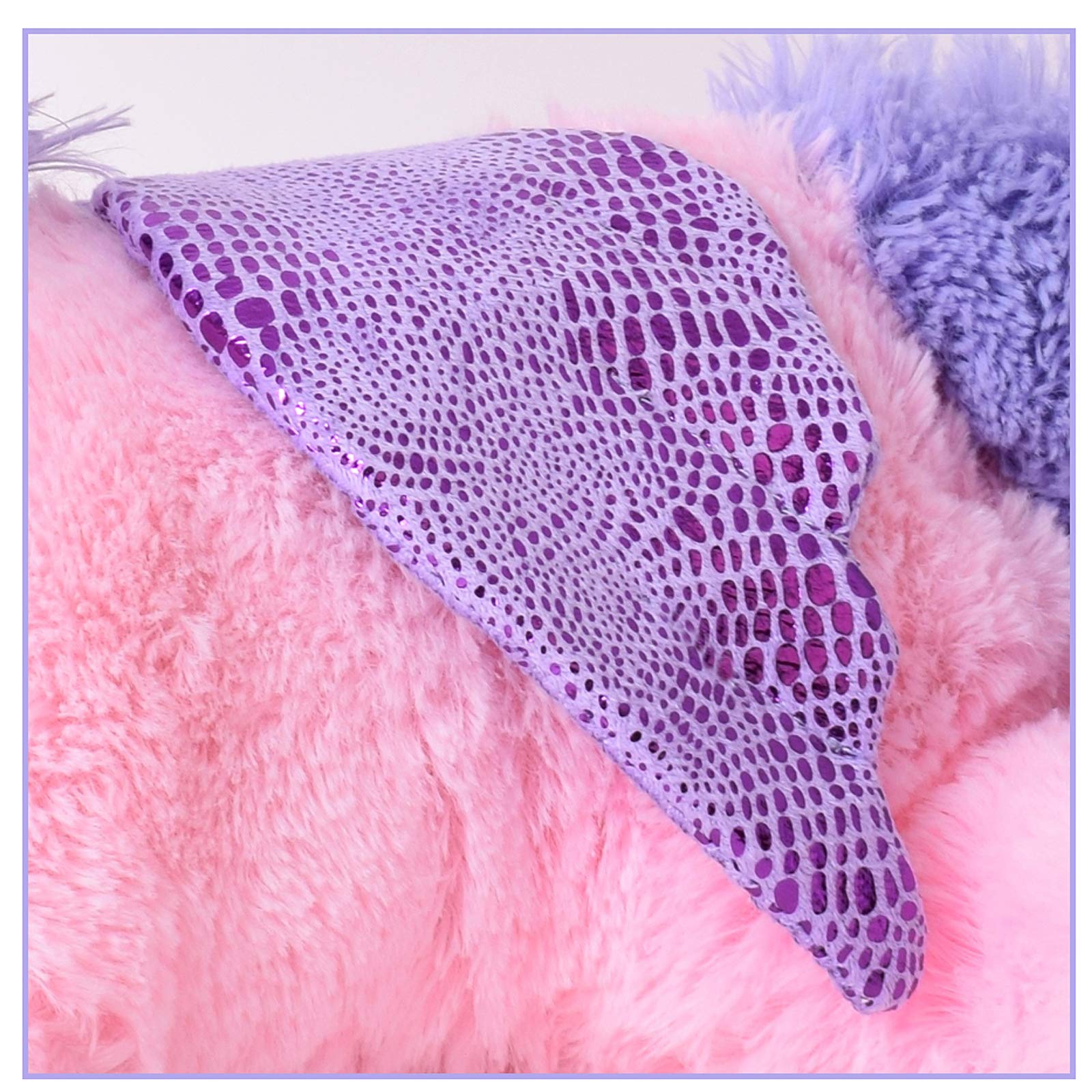 TE-Trend Peluche Cavallo Unicorno Sdraiato 60cm Fucsia O Bianco Con Lilla Applicazioni E Ali - rosa