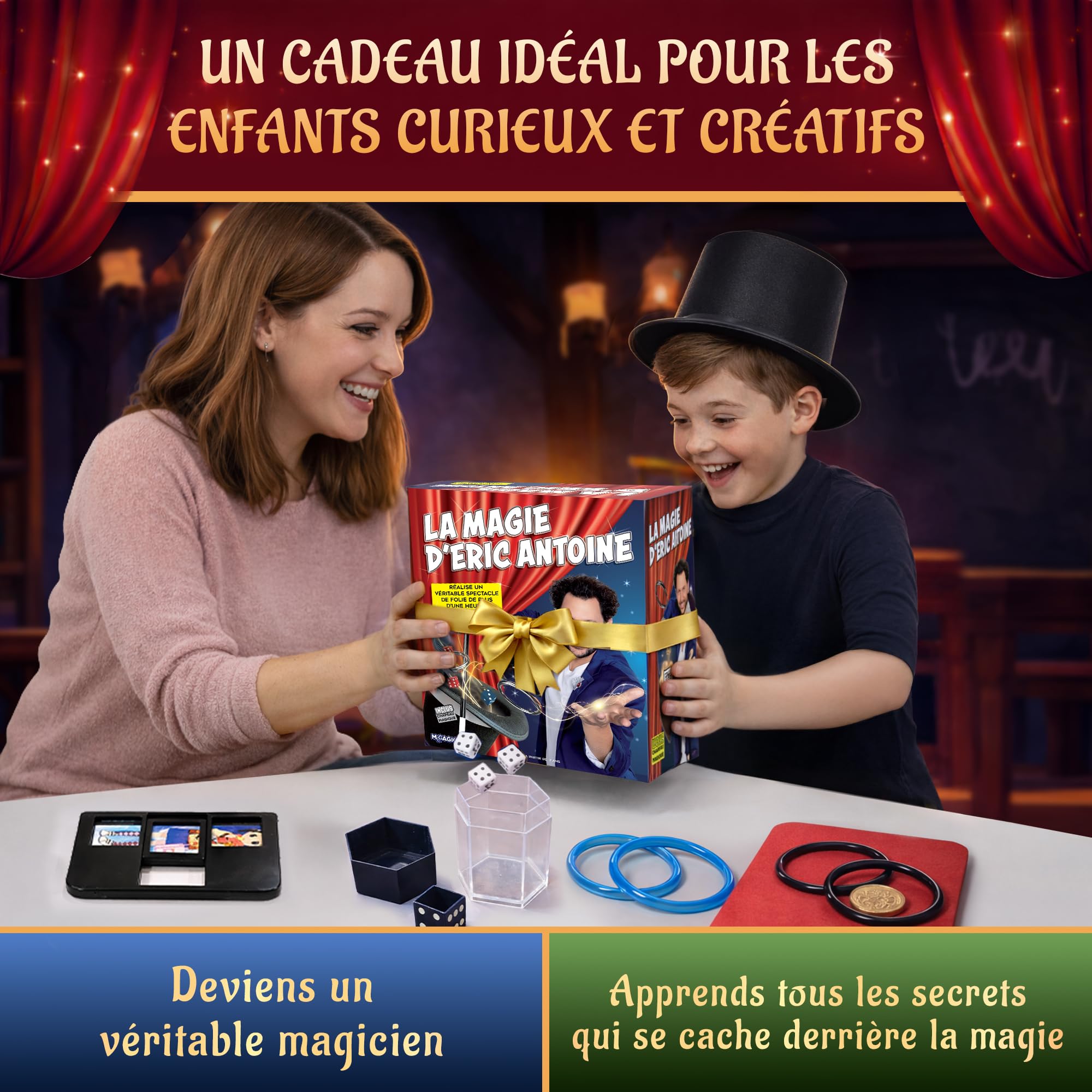 Megagic Eric Antoine Coffret de tours de magie pour enfants dès 7 ans | Cadeau d'anniversaire pour Garçon et Fille 7-8-10-12 | Jeu Éducatifs | Jouet pour enfant avec plusiers tours de magie