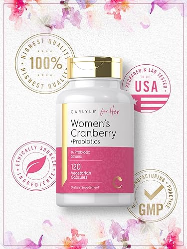 Miniatura 6 de Carlyle Probióticos Cranberry Plus para mujer | 120 cápsulas | con 14 cepas probióticas | Vegetariano, sin OMG, suplemento sin gluten | para ella