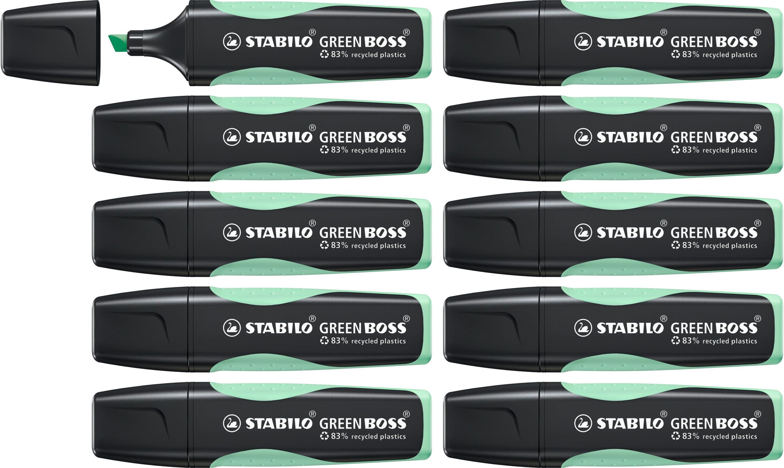 STABILO GREEN BOSS Pastel - Highlighter - Pack of 10 - Hint of Mint