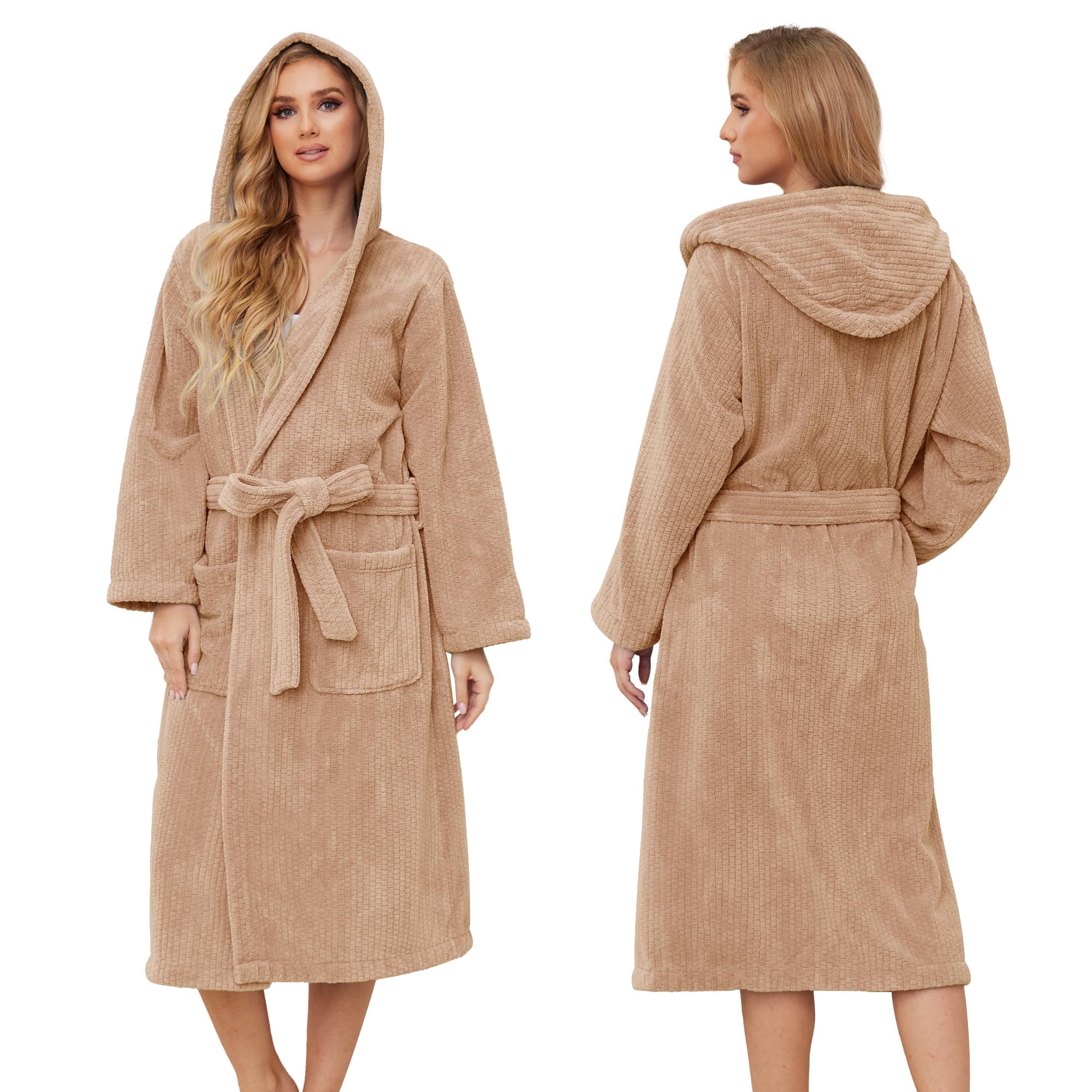 Hooded Bathrobes for Women, Soft Long Towel Robes for Women - Quick Dry yet Warm