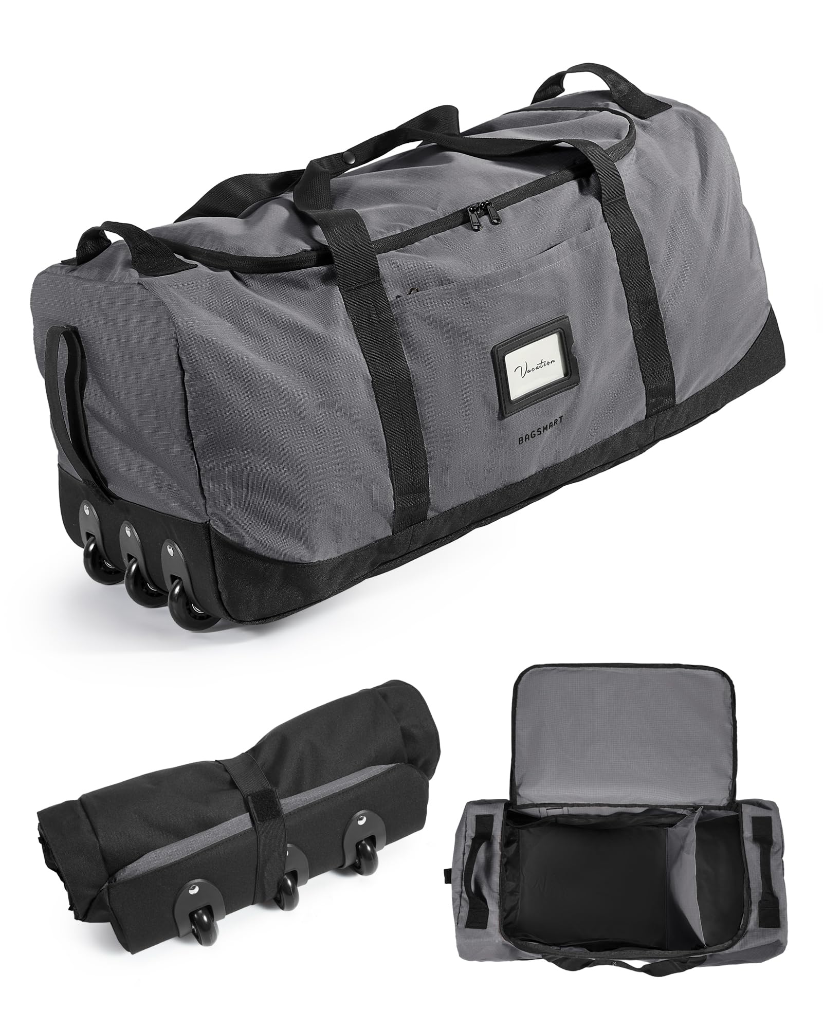 83L Foldable Travel Bag, Large Duffle Bag for Travel, Weekender Duffel Luggage Bag for Sport College Camping, Water Resistant, Dark Gray