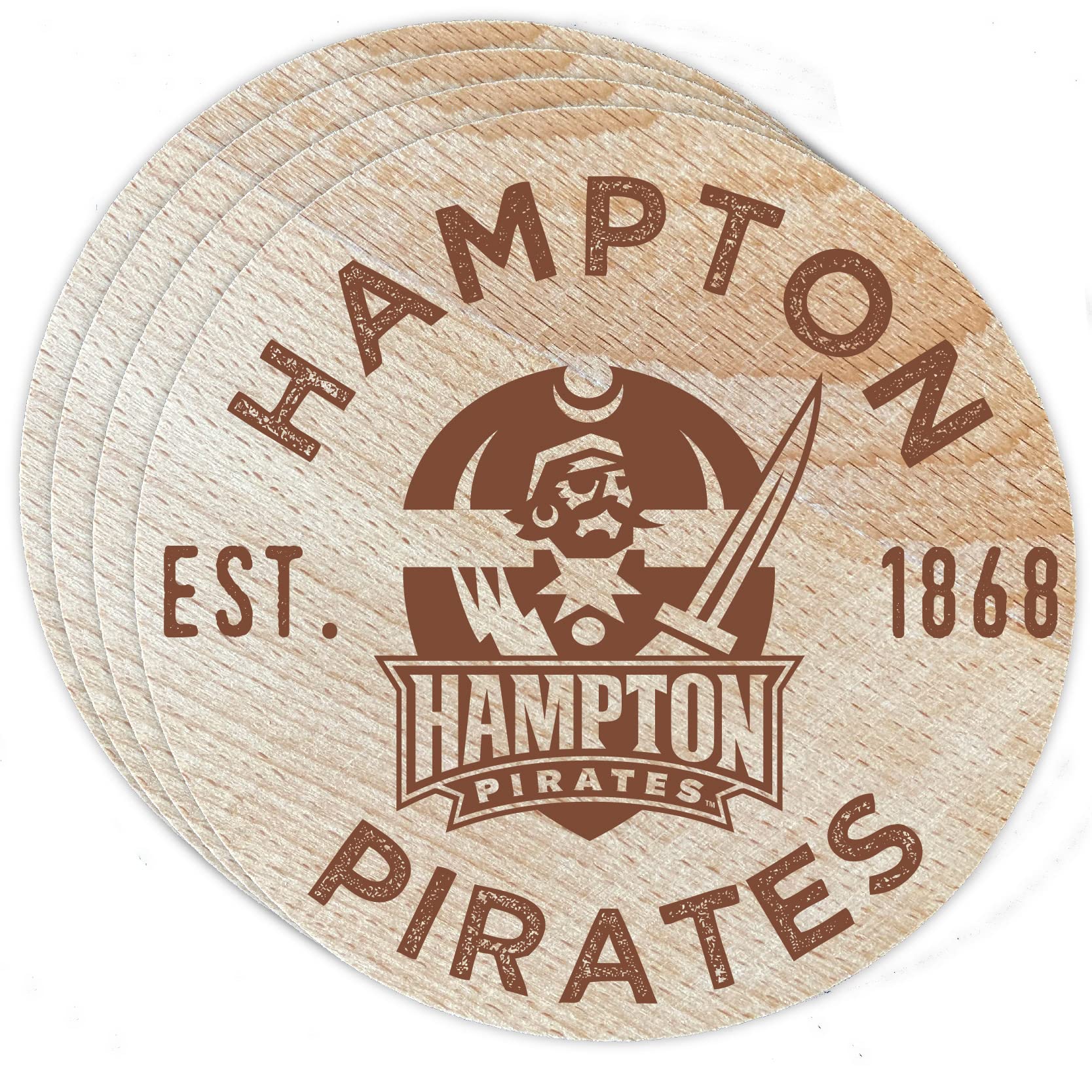Hampton University Wood Coaster Engraved 4-Pack Officially Licensed Collegiate Product