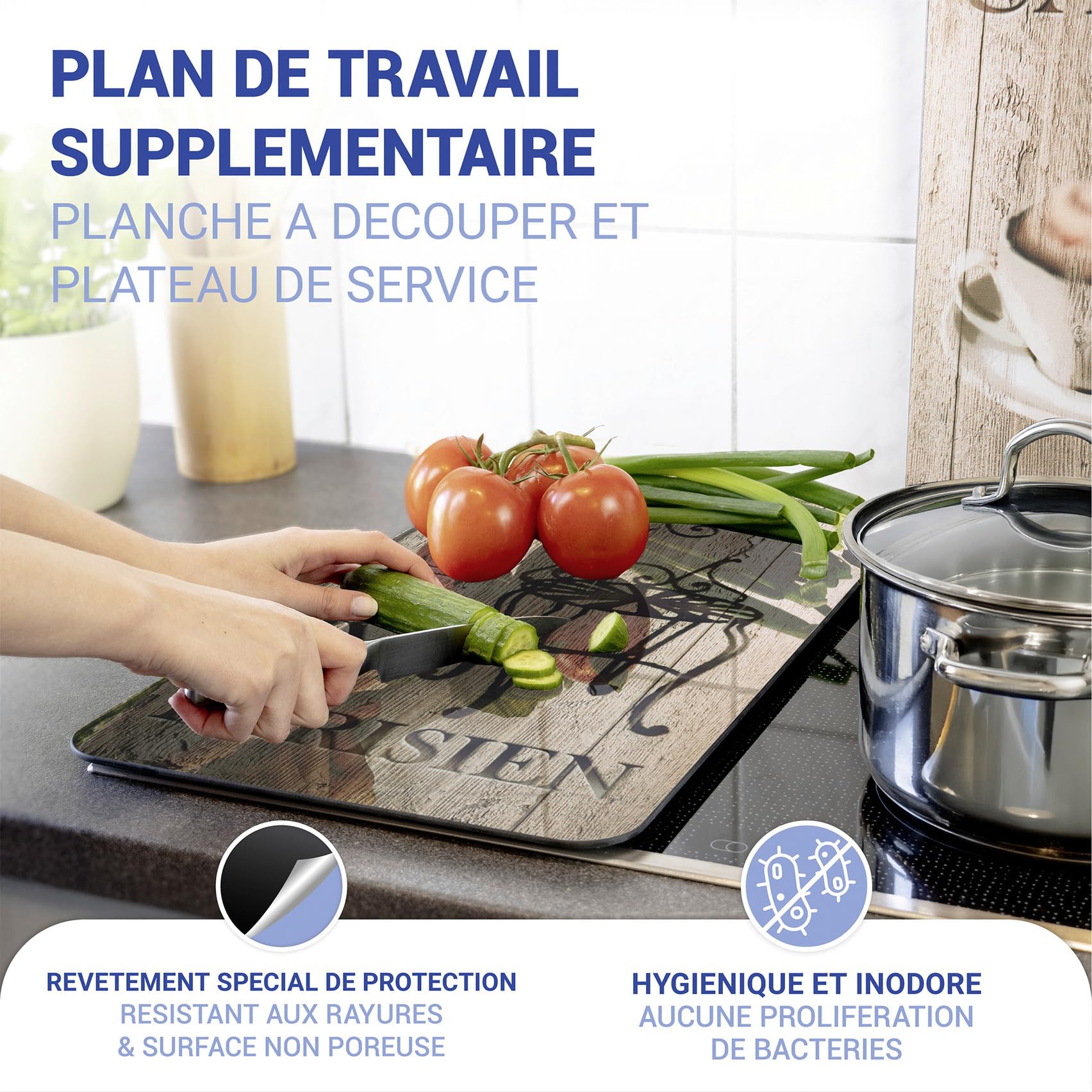 WENKO Plaque de Protection en Verre Universel Bistro Set de 2 Set de 2, pour Tous Les Types de cuisinières Marron