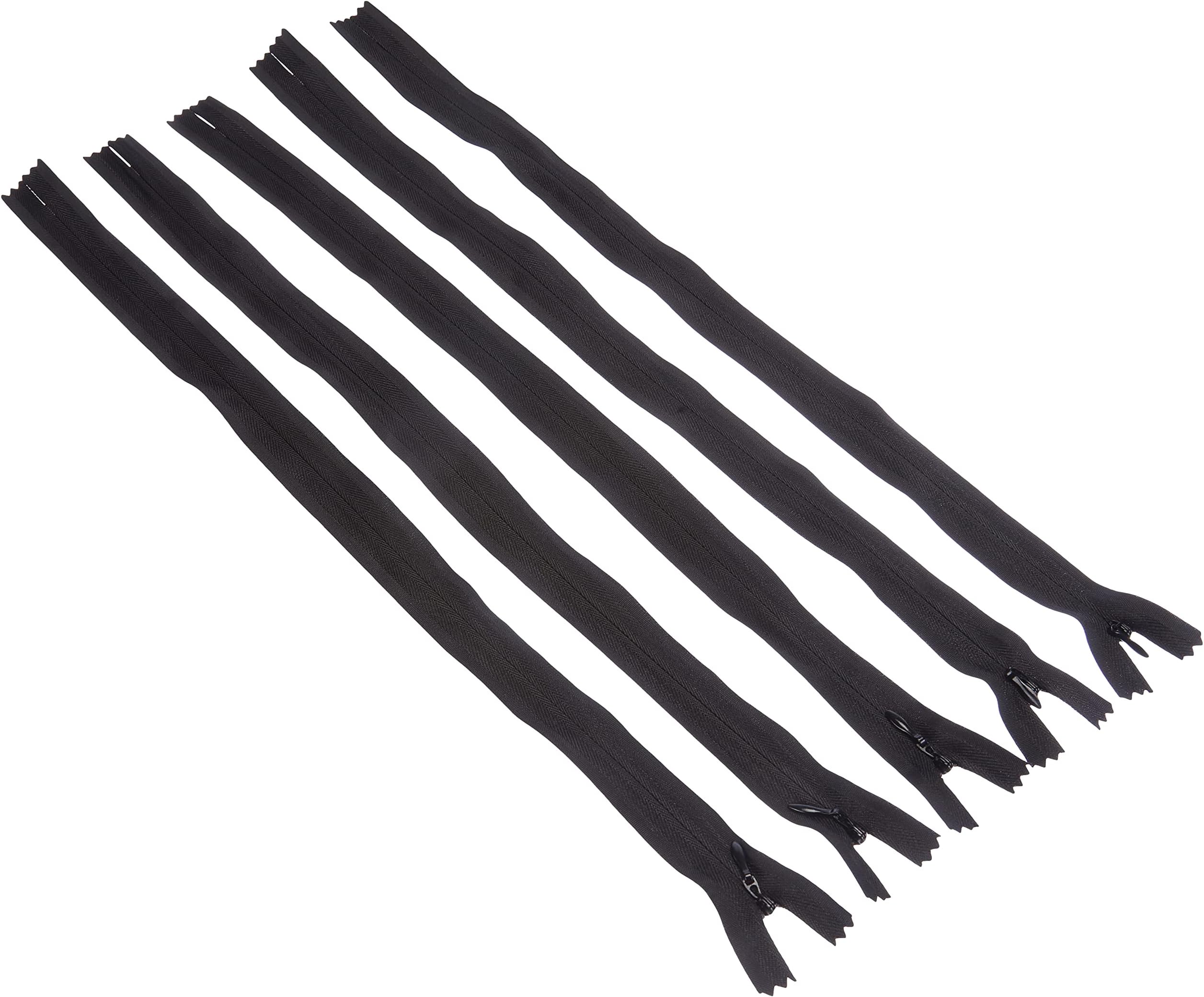 LEDUC Zip-5pc Invisible zips-Size 40cm, Black, 12x12x2 cm