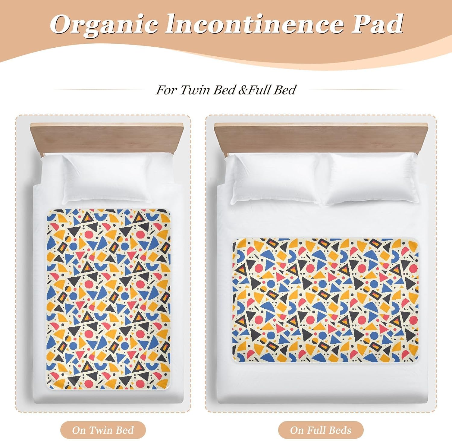 Cartoon Childish Irregular Polygon Pattern Colorful Extra Large Resuable Training Pee Pads for Kids Water Resistant Pets Potty Training Mat Machine Washable Diaper Pads ,52" L x 34" W