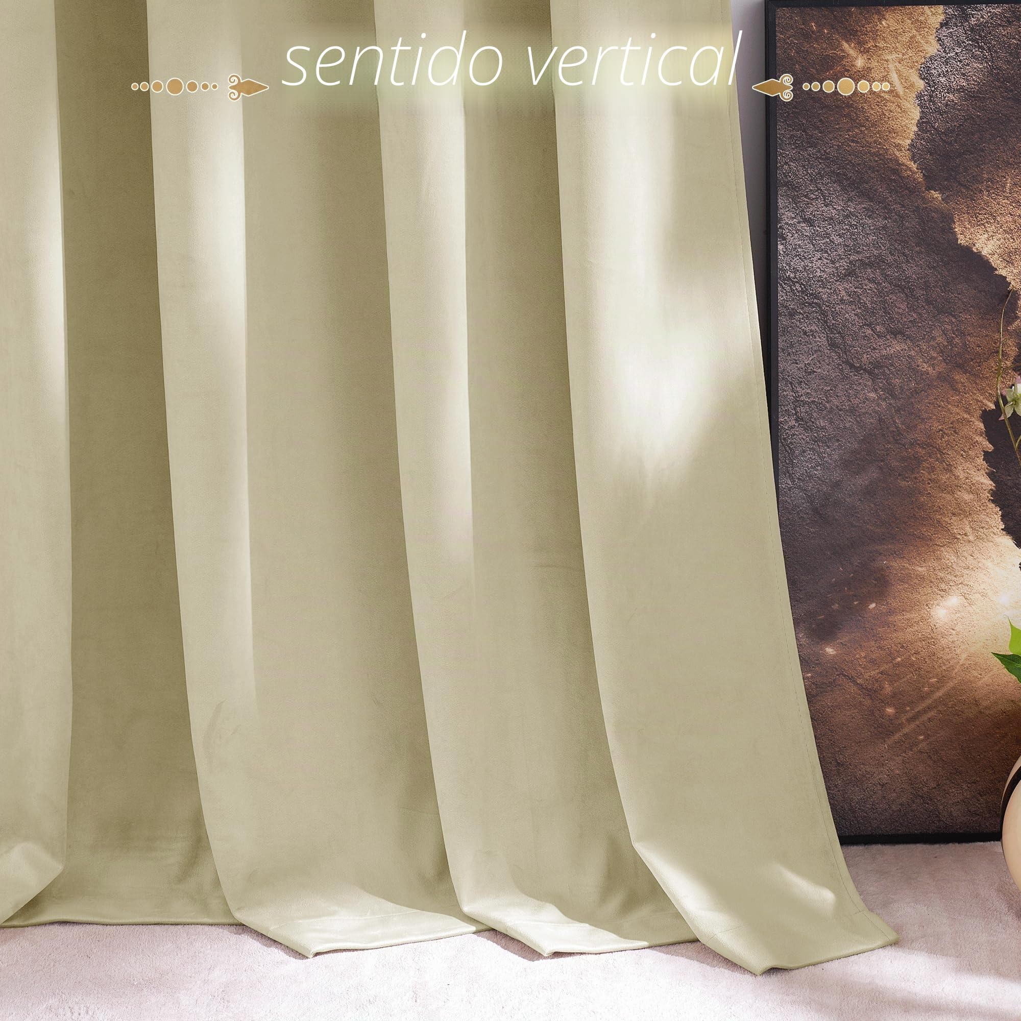 PONY DANCE Cortinas Salon Modernas 2 Piezas, Cortinas de Terciopelo(300 g/m2), Opacas Termicas Aislantes con Ojales para Dormtiorio Matrimonio/Comedor/Habitacion,132x240cm,Beige Claro