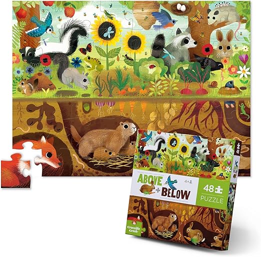 Crocodile Creek Above + Below 48-Piece Jigsaw Floor Puzzle - Fun Floor Puzzles for Kids Ages 4-8 - Backyard Discovery - 27 x 20 inches Finished