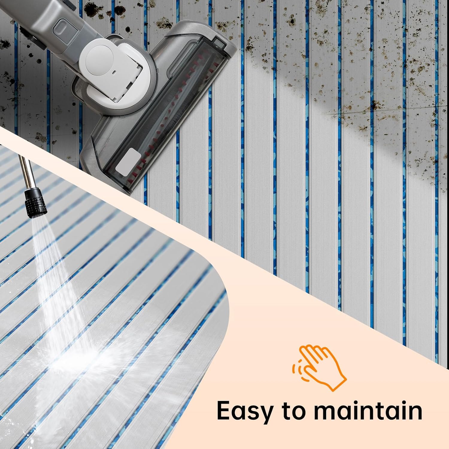 HZshark Boat Flooring EVA Foam Decking Sheet with 3M Self-Adhesive Backing, Non-Slip Marine Flooring for Boats Jon Boat Golf Cart Trailer Floor, DIY Cuttable Boat Deck Foam Teak Pad