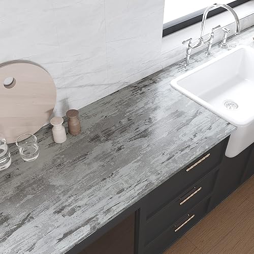 Miniatura 5 de VEELIKE Papel tapiz de yeso rústico para despegar y pegar, papel tapiz de concreto texturizado para baño, dormitorio, 15.7 x 118 pulgadas, papel de