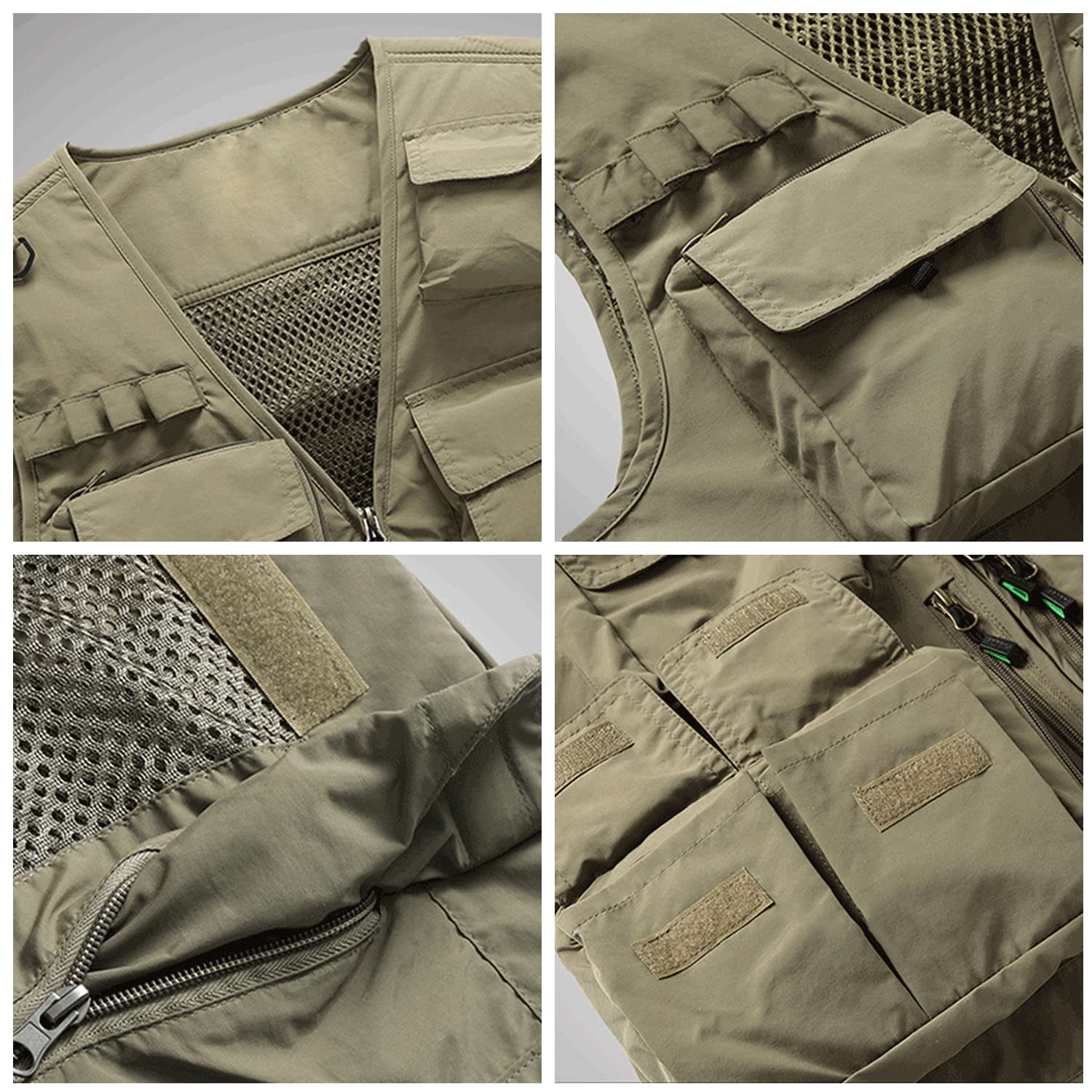 Chaleco Multibolsillos para Hombre Sin Mangas Y con Cuello En V Chaleco para Verano Al Aire Libre para Fotografía Pesca Viajes Senderismo