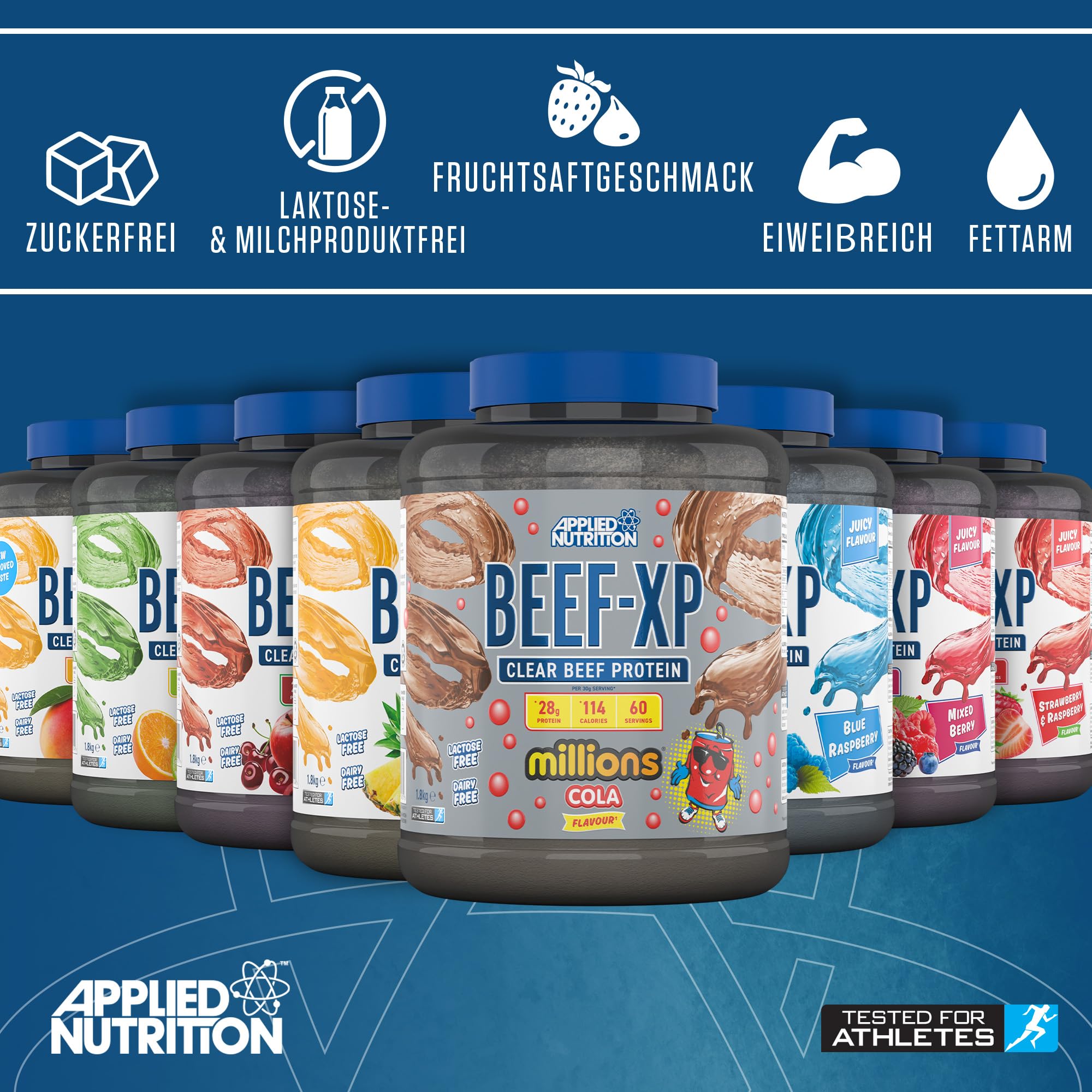Applied Nutrition Beef XP – Klares Hydrolysiertes Fruchtsaftartiges Beef Protein Isolate, Beef Protein Powder ohne Milchprodukte, Laktose, Zucker, Fettarm (1.8kg, Pineapple)