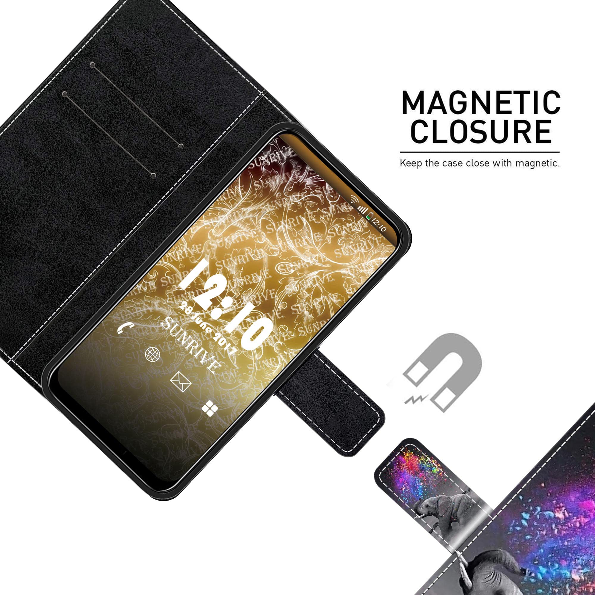 Custodia Portafoglio Con Carta Di Credito Per Sony Xperia 1 VI – Pelle Artificiale Con Chiusura Magnetica – Motivo Elefante
