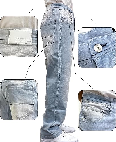 Miniatura 4 de Southpole Mens Mid Rise Stretchable Straight Relaxed Fit Cross Hatch Denim Pants