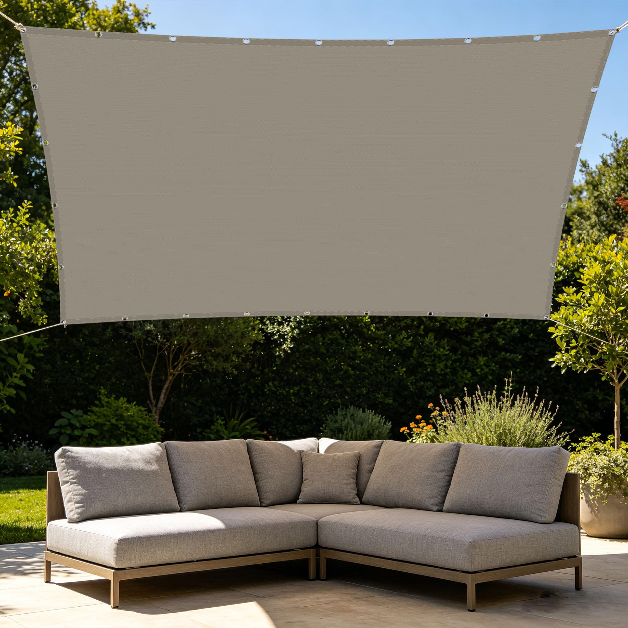 Voile d'ombrage anti-UV 1.8 x 3.2 m imperméable avec cordes de fixation pour balcon