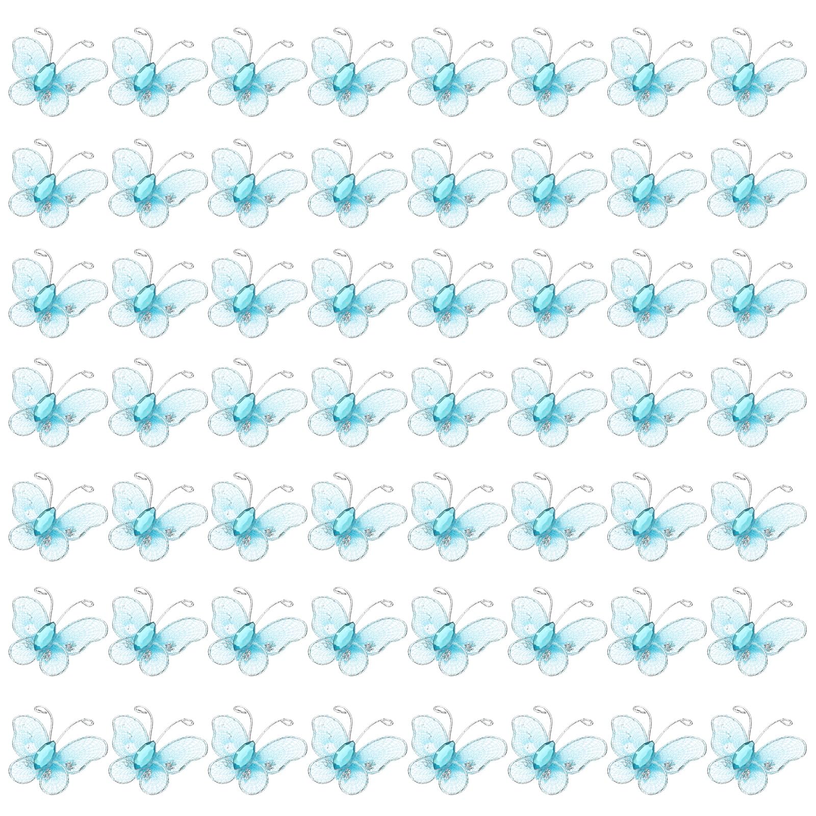 PATIKIL 50Pcs Butterflies for Crafts 1" Mesh Wire Glitter Butterfly Organza Butterflies for DIY Craft Home Decor Clothing Wedding Decoration