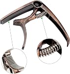 Guitare Capo, Mugig Guitare Capo pour guitare acoustique, guitare électrique, basse, Ukulele, changement rapide, style de déclenchement, à main unique - Alliage de zinc (Retro Bronze)