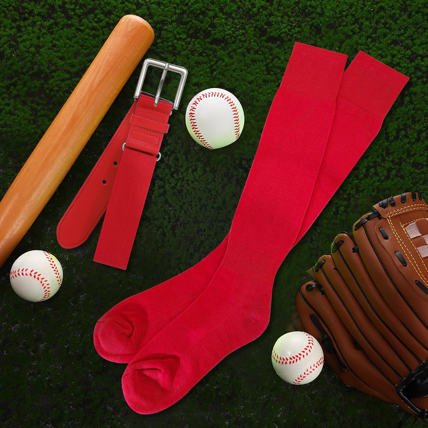 XZQTIVE 3 Pairs of Baseball Softball Socks and 1 Baseball Softball Belt Combo Set Knee-High Soccer Socks for Kids Youth Adult - Image 9