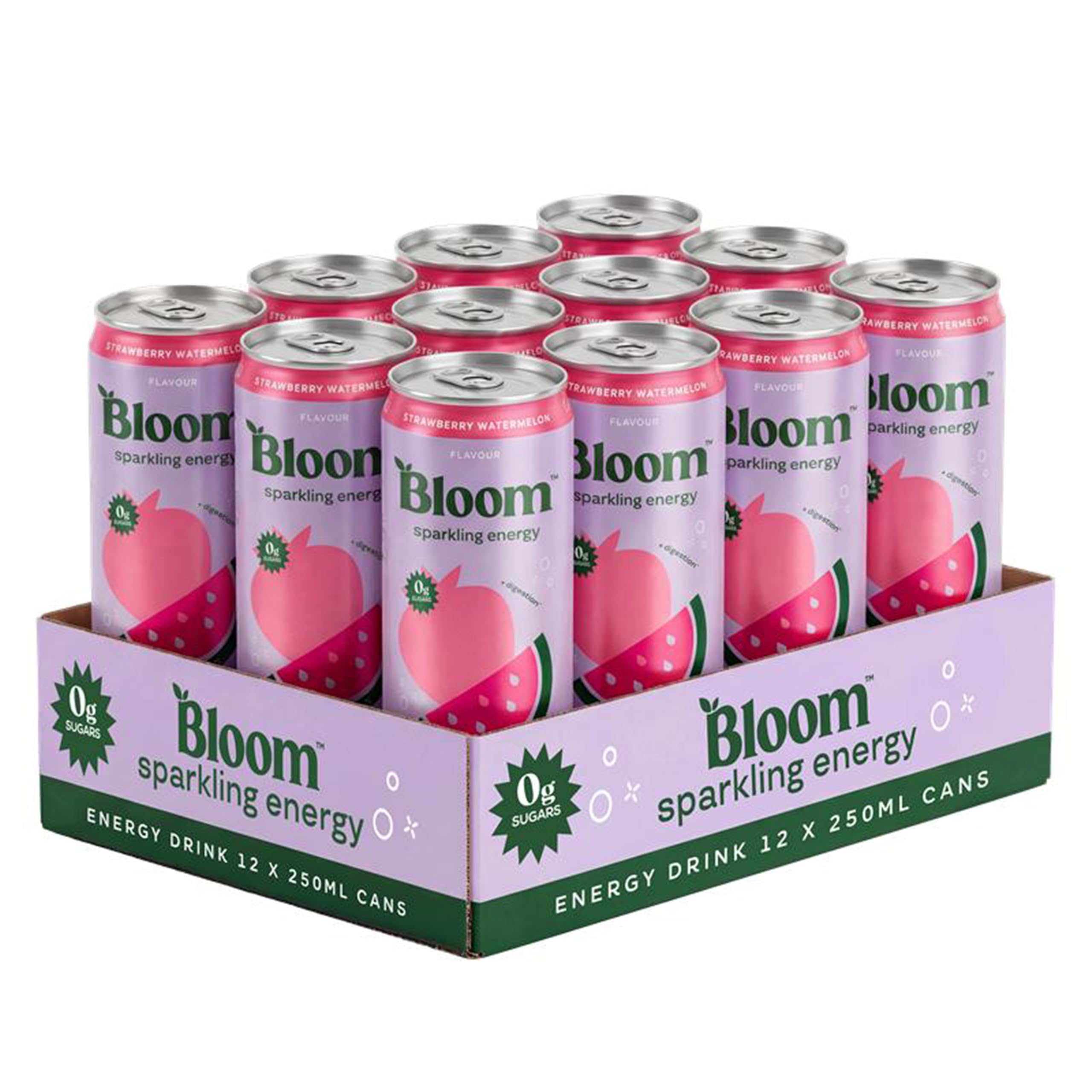 Bloom Sparkling Energy 250ml 12pk Strawberry Watermelon