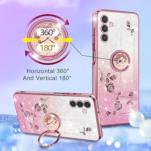 Miniatura 3 de Coralogo Funda 3 en 1 para Samsung Galaxy A13 5G con purpurina brillante para mujeres y niñas, funda brillante para teléfono, bonito diseño floral
